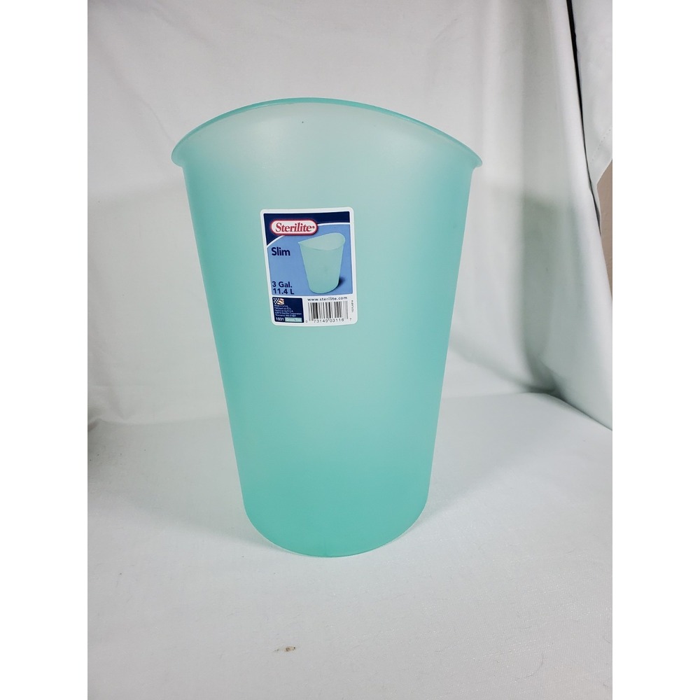 Sterilite Frosted Teal Blue Oval Wastebasket Small Trash Can Bathroom Office Y2K